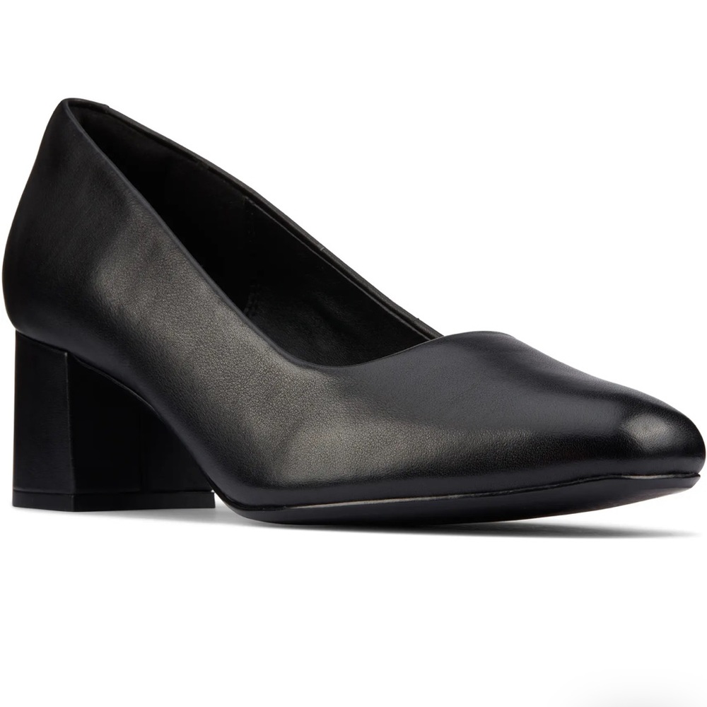 Clarks sheer block heel pump black
